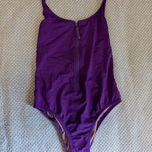 J.Crew Zip-Front One-Piece Swimsuit in Purple Sz 4